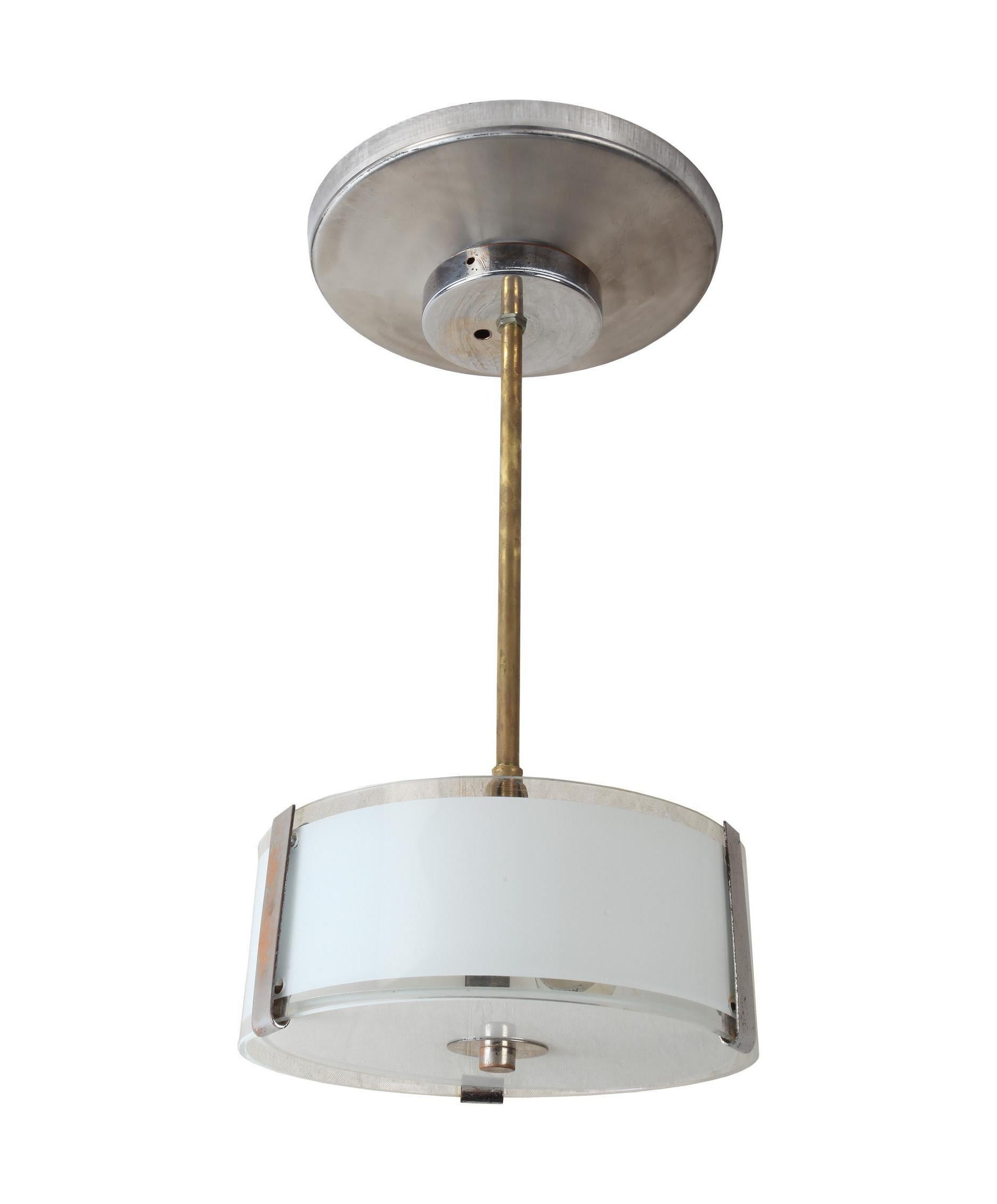 Pair of Chrome and Frosted Glass Mid-Century Modern Table Lamps or Pendants For Sale 5