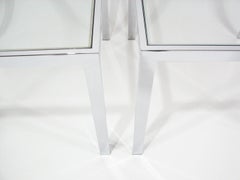 Pair of Chrome and Glass Flat Bar Tables Attributed to Milo Baughman for DIA
