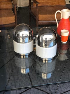 Pair of Chrome and Glass "Salt & Pepper" Table Lamps by Goffredo Reggiani, 1970s