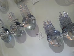 Pair of Chrome and Glass Sconces by Sciolari