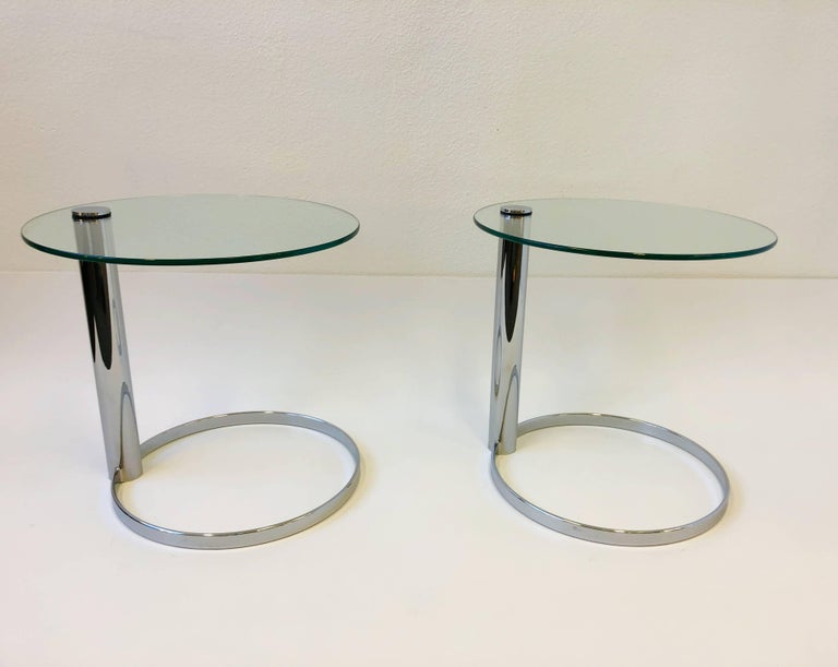 Pair of Chrome and Glass Side Tables by John Mascheroni for Swaim at