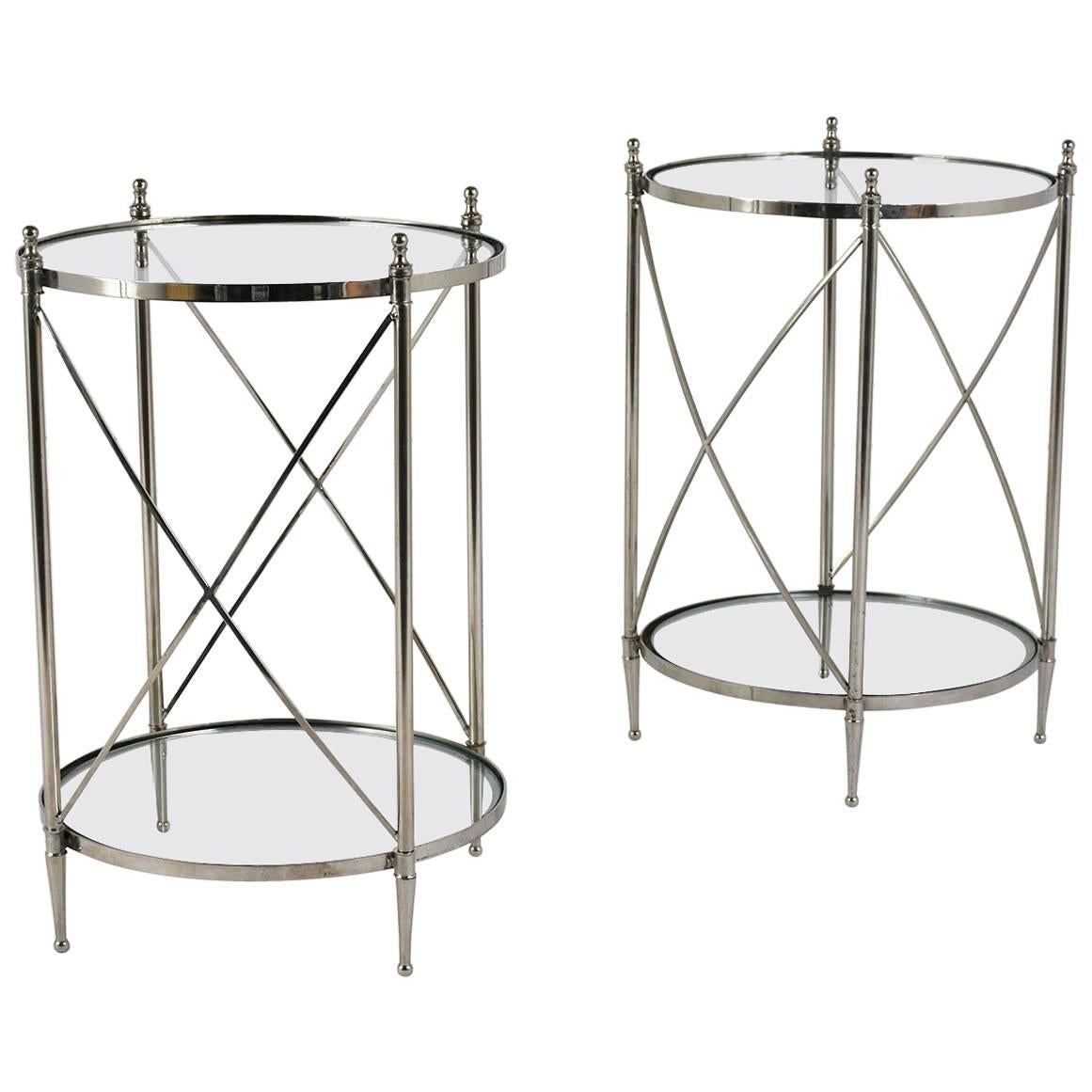 Pair of Lucite, Chrome and Glass Side Tables by Lion in Frost at 1stDibs
