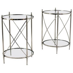 Pair of Chrome and Glass Side Tables