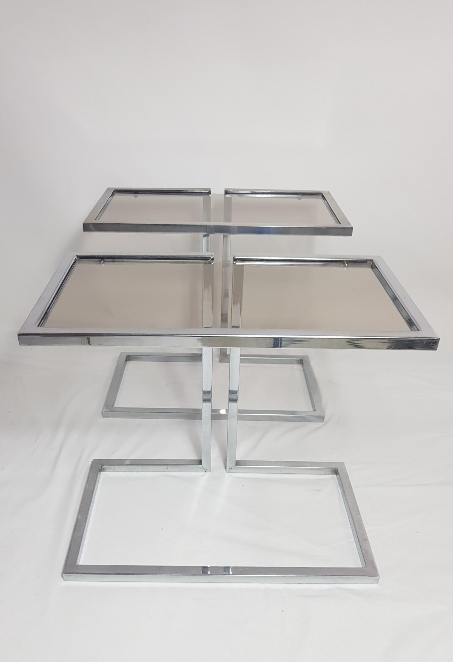 Pair of Chrome and Glass Sofa Side Tables, 1970s For Sale 1