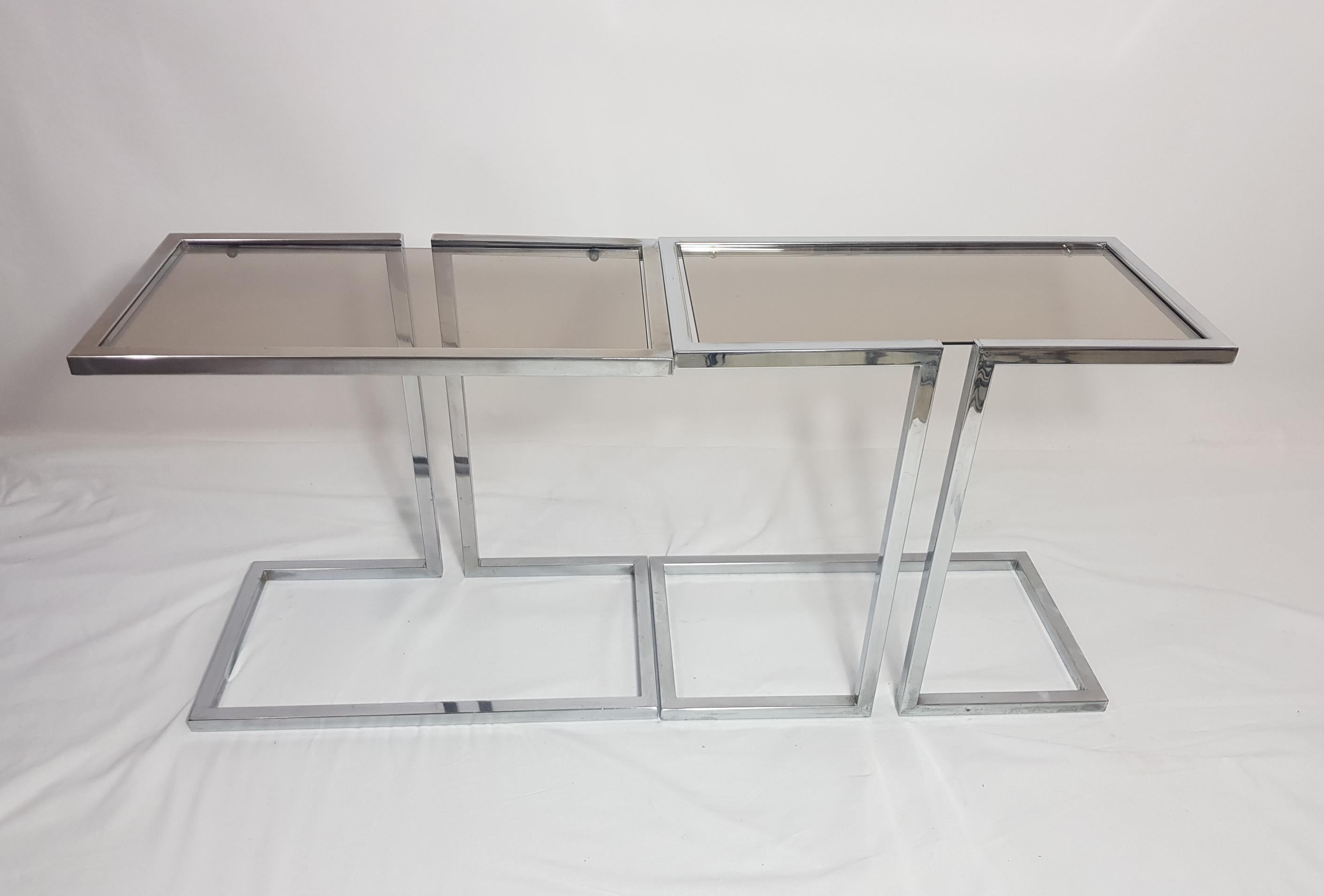 Pair of Chrome and Glass Sofa Side Tables, 1970s For Sale 2