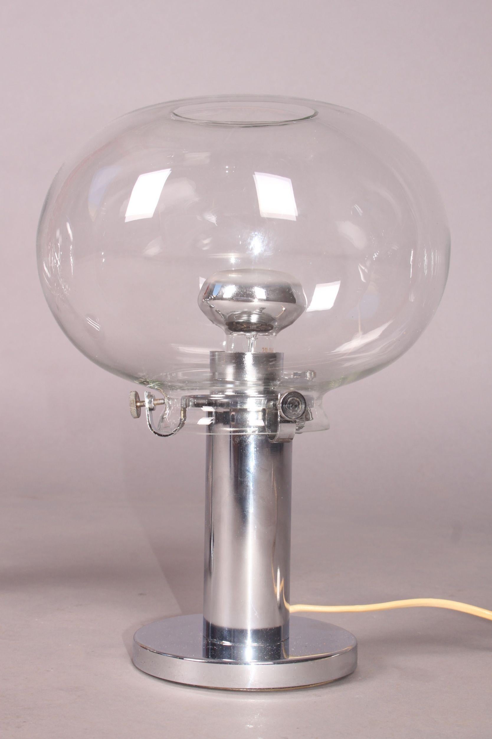 Late 20th Century Pair of Chrome and Glass Table Lamp