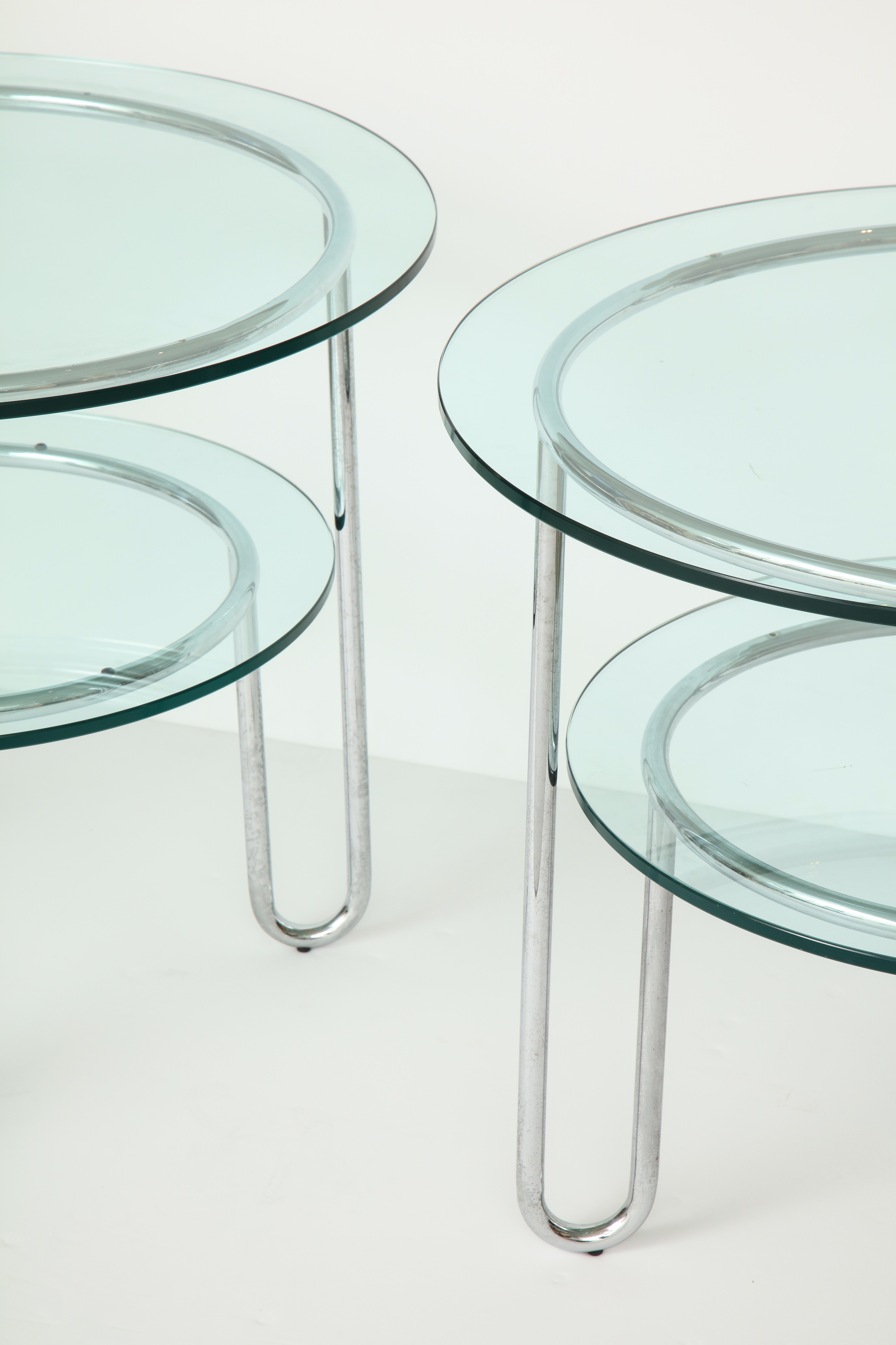 Pair of Chrome and Glass Tables 4