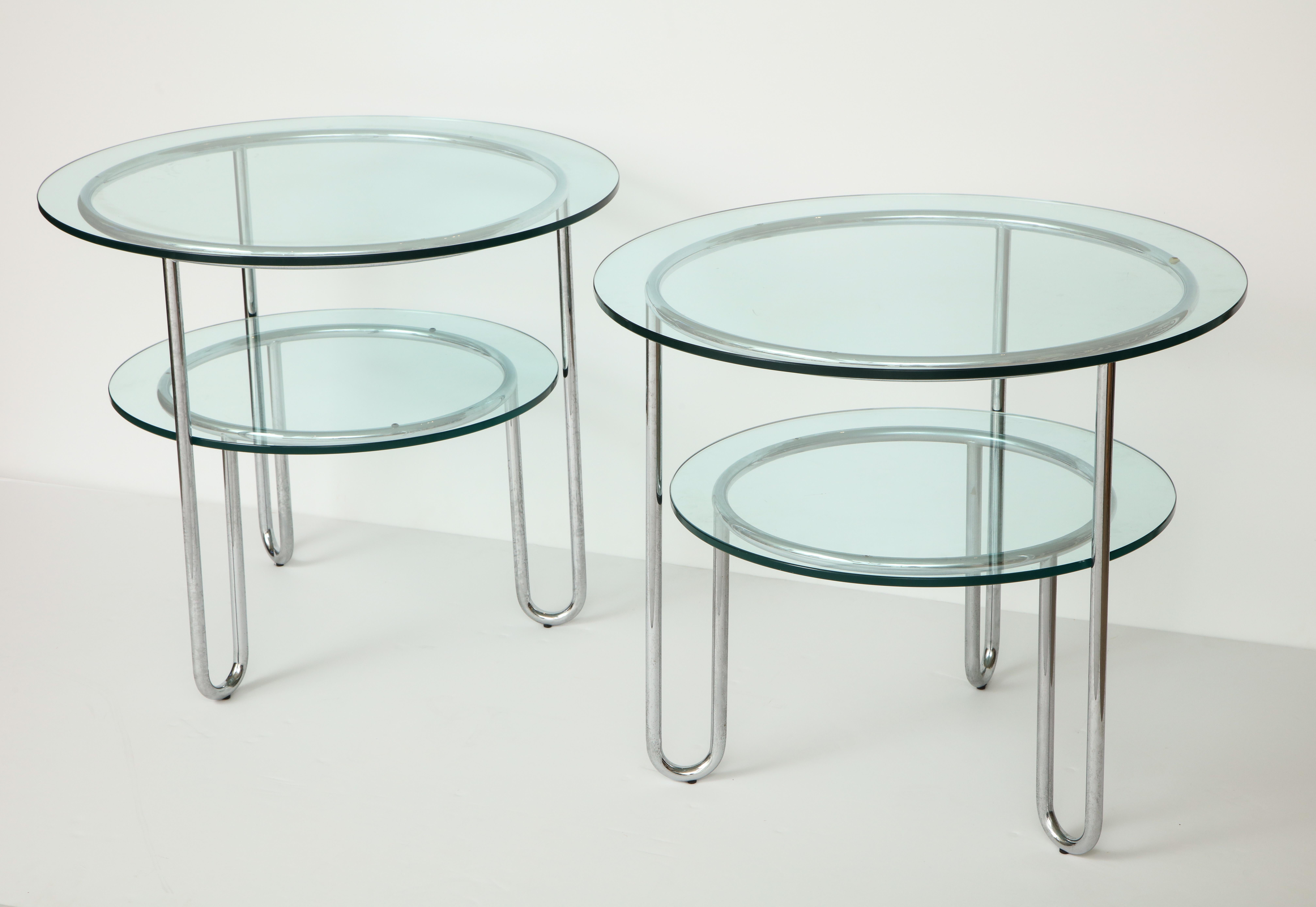 Pair of Chrome and Glass Tables 5