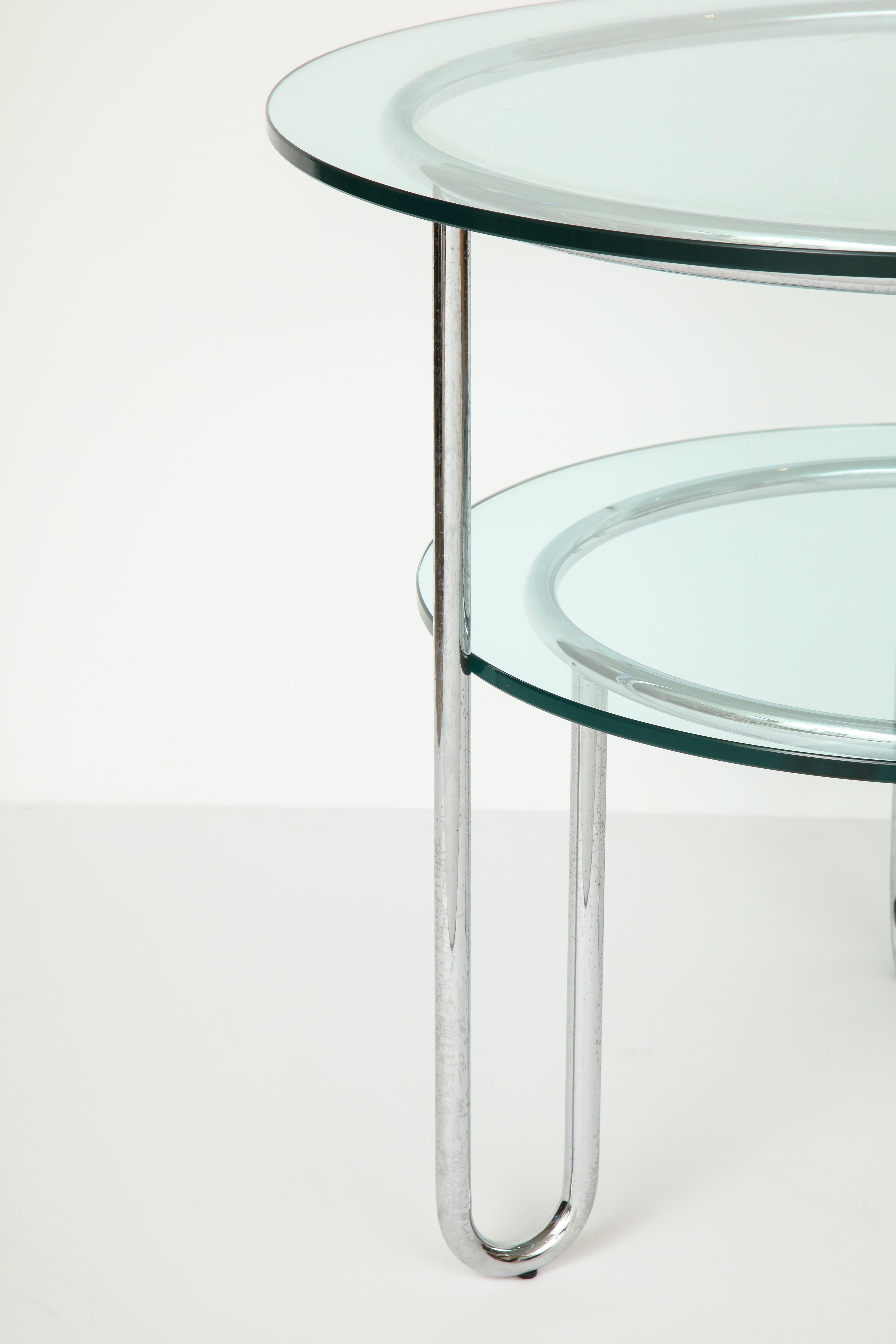 American Pair of Chrome and Glass Tables