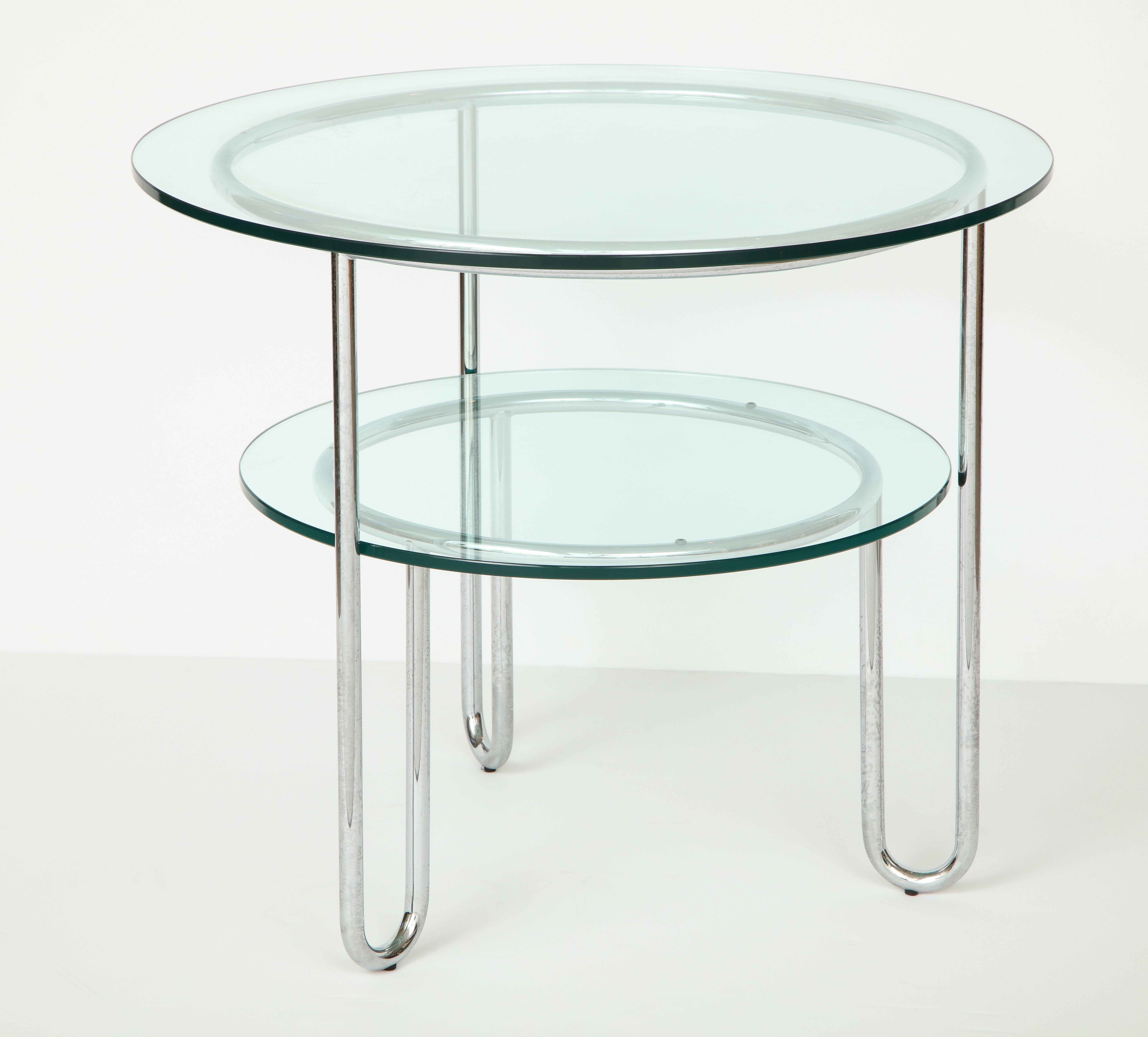 Pair of Chrome and Glass Tables In Good Condition In New York, NY