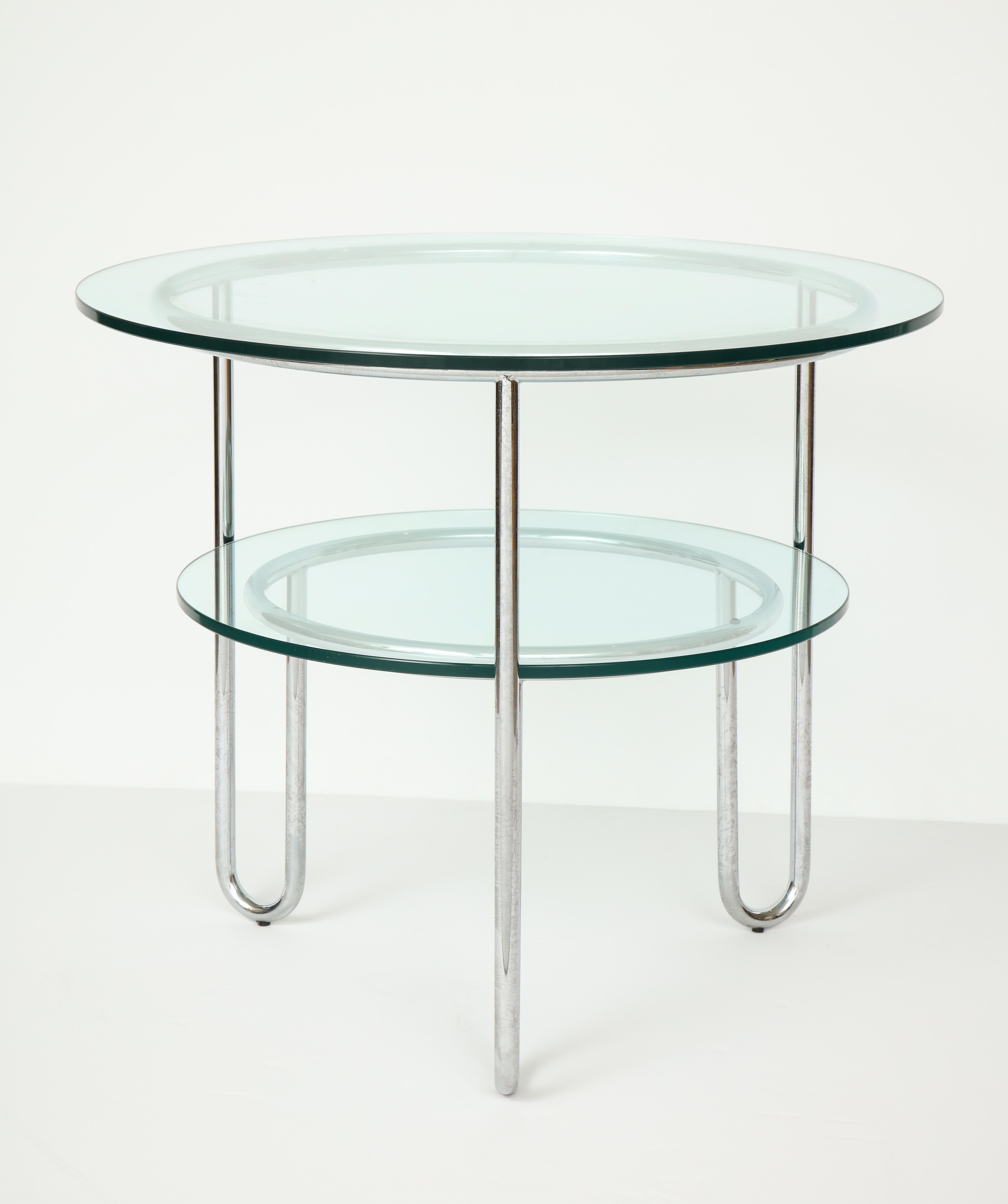 Late 20th Century Pair of Chrome and Glass Tables