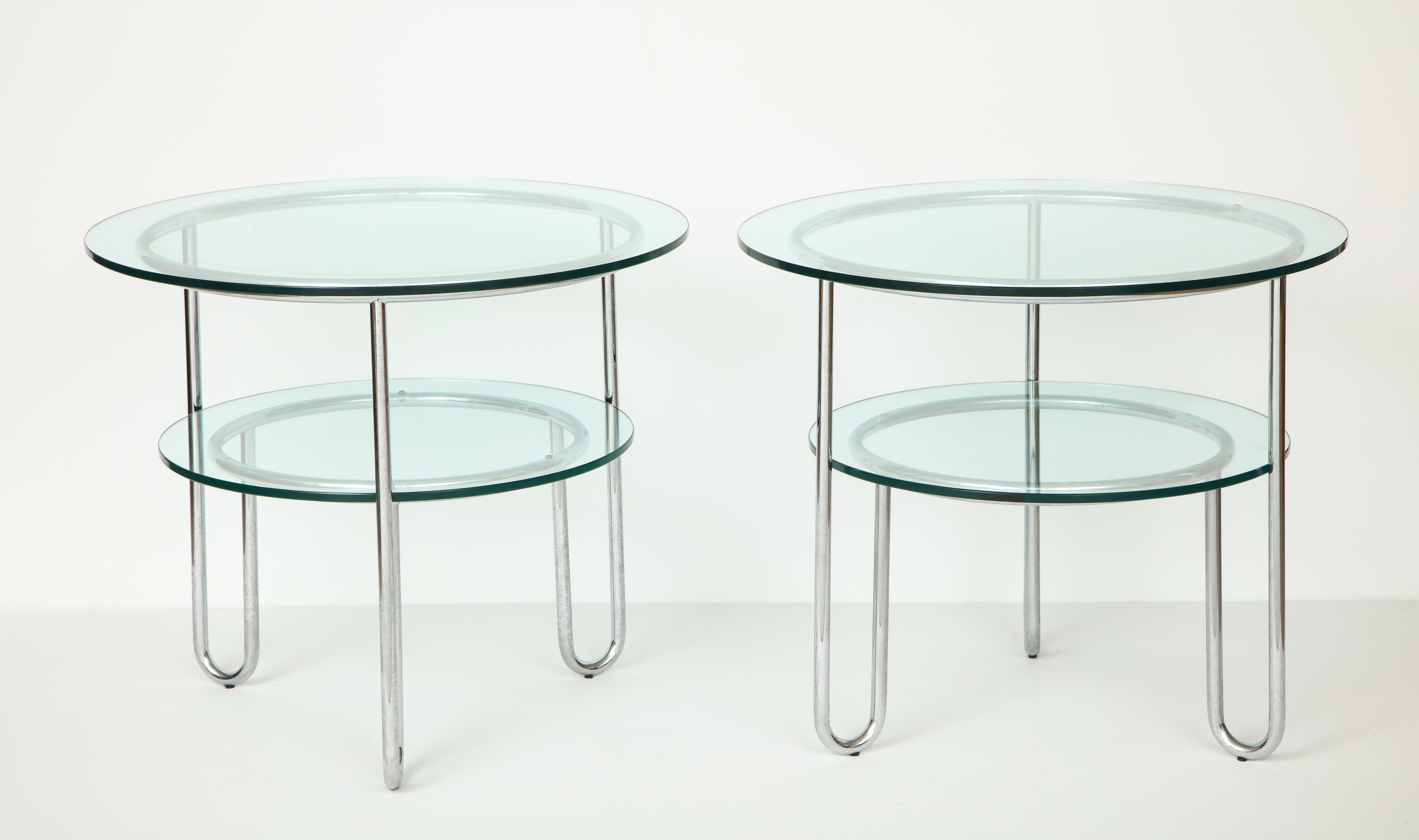 Pair of Chrome and Glass Tables 2