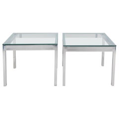 Pair of Chrome and Glass Tables