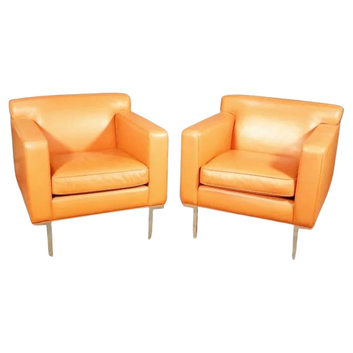 Pair of Chrome and Leather Armchairs