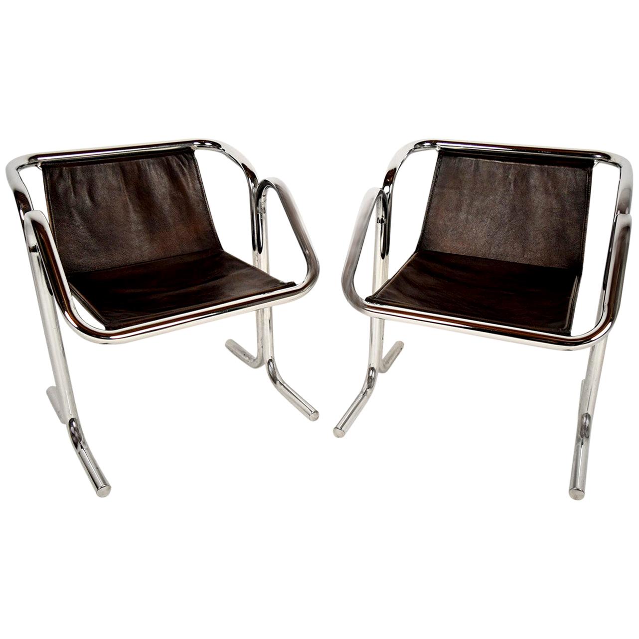 Pair of Leather Chairs by Jerry Johnson Arcadia