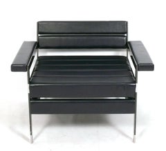 Pair of Chrome and Leather Lounge Chairs