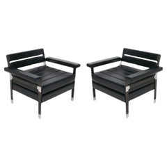 Pair of Chrome and Leather Lounge Chairs