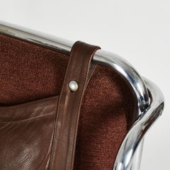 Pair of Chrome and Leather "Stringa" Armchairs by Gae Aulenti, 1972