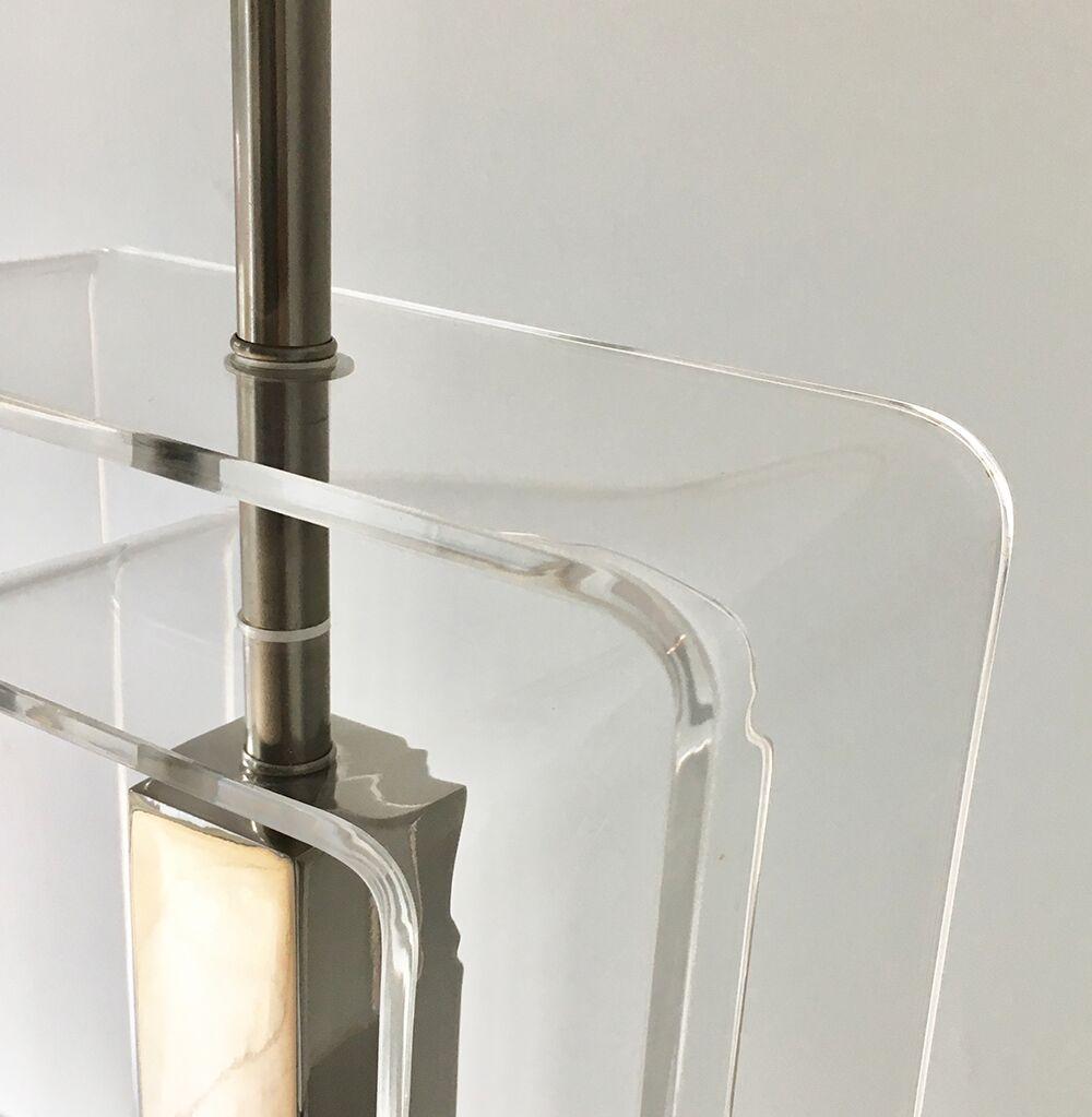 Pair of Chrome and Lucite Spiral Table Lamps, 1970s In Good Condition In London, GB