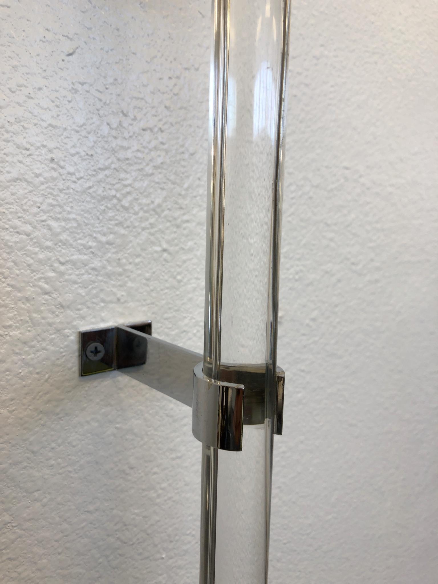 Pair of Chrome and Lucite Wall Sconces by Peter Hamburger In Excellent Condition For Sale In Palm Springs, CA