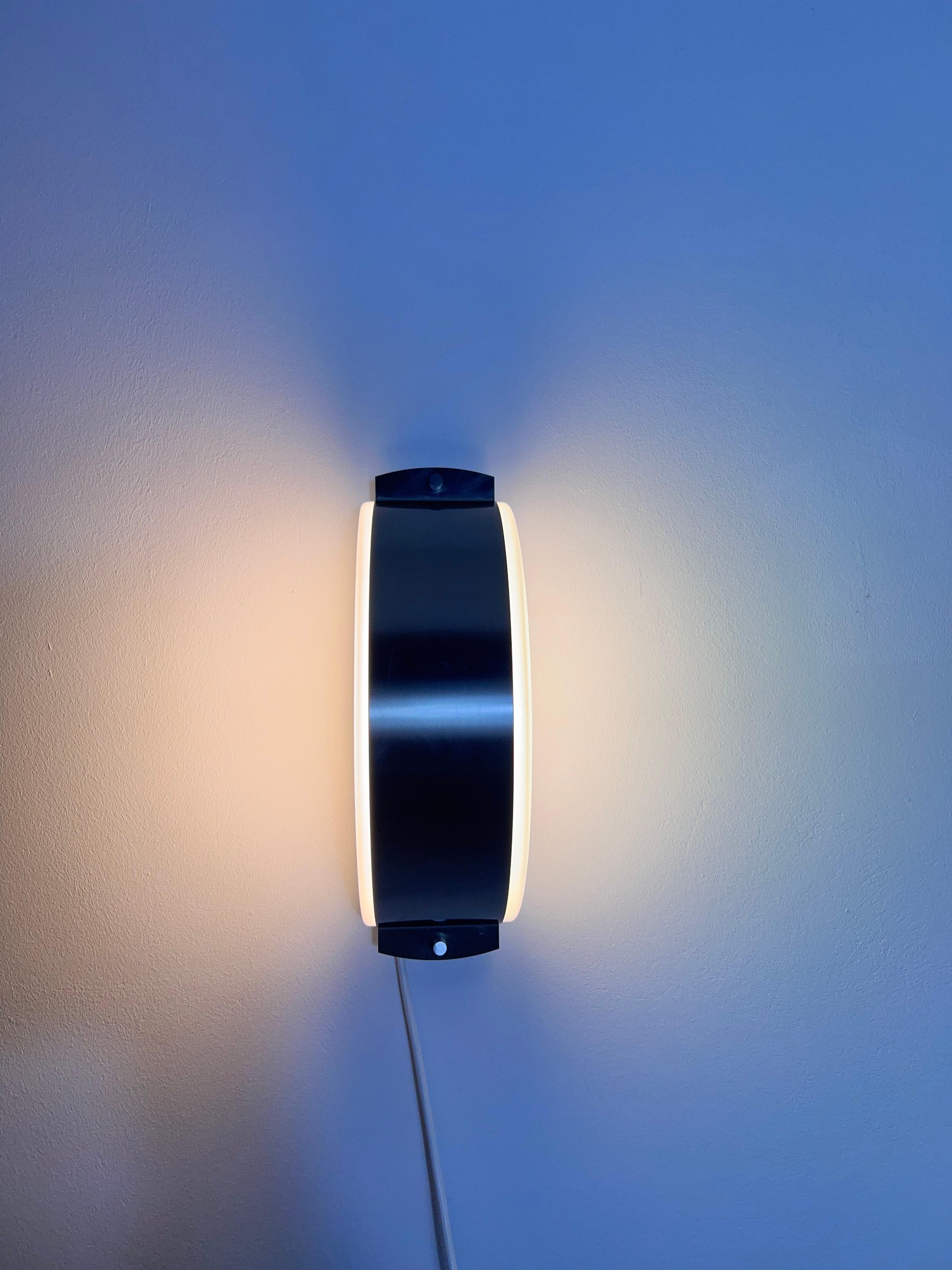 Pair of Chrome and Opaline Glass Wall Lamps by Glashütte Limburg, 1960s For Sale 9