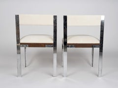 Pair of Chrome and Palmwood Chairs by Hubert Nicolas, France 1970's