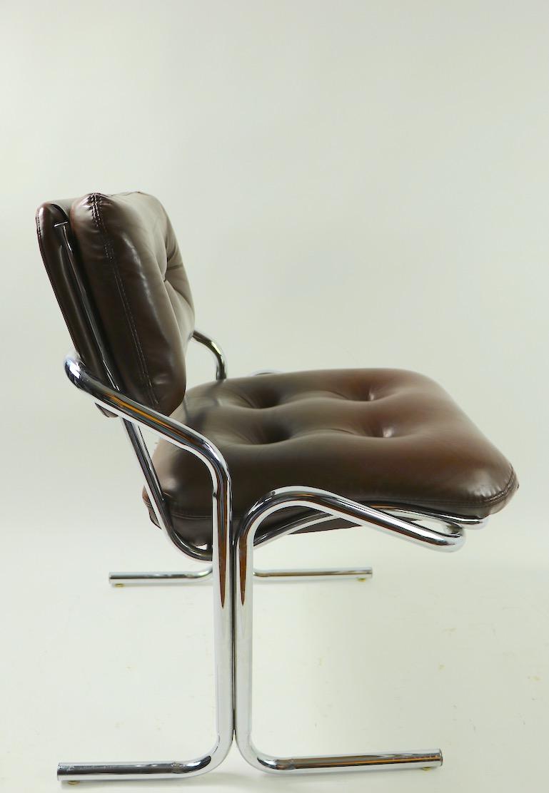 American Pair of Chrome and Vinyl Chairs by Jerry Johnson