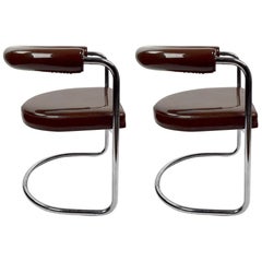 Pair of Chrome and Vinyl Delphi Chairs by Burgdorfer for Stendig