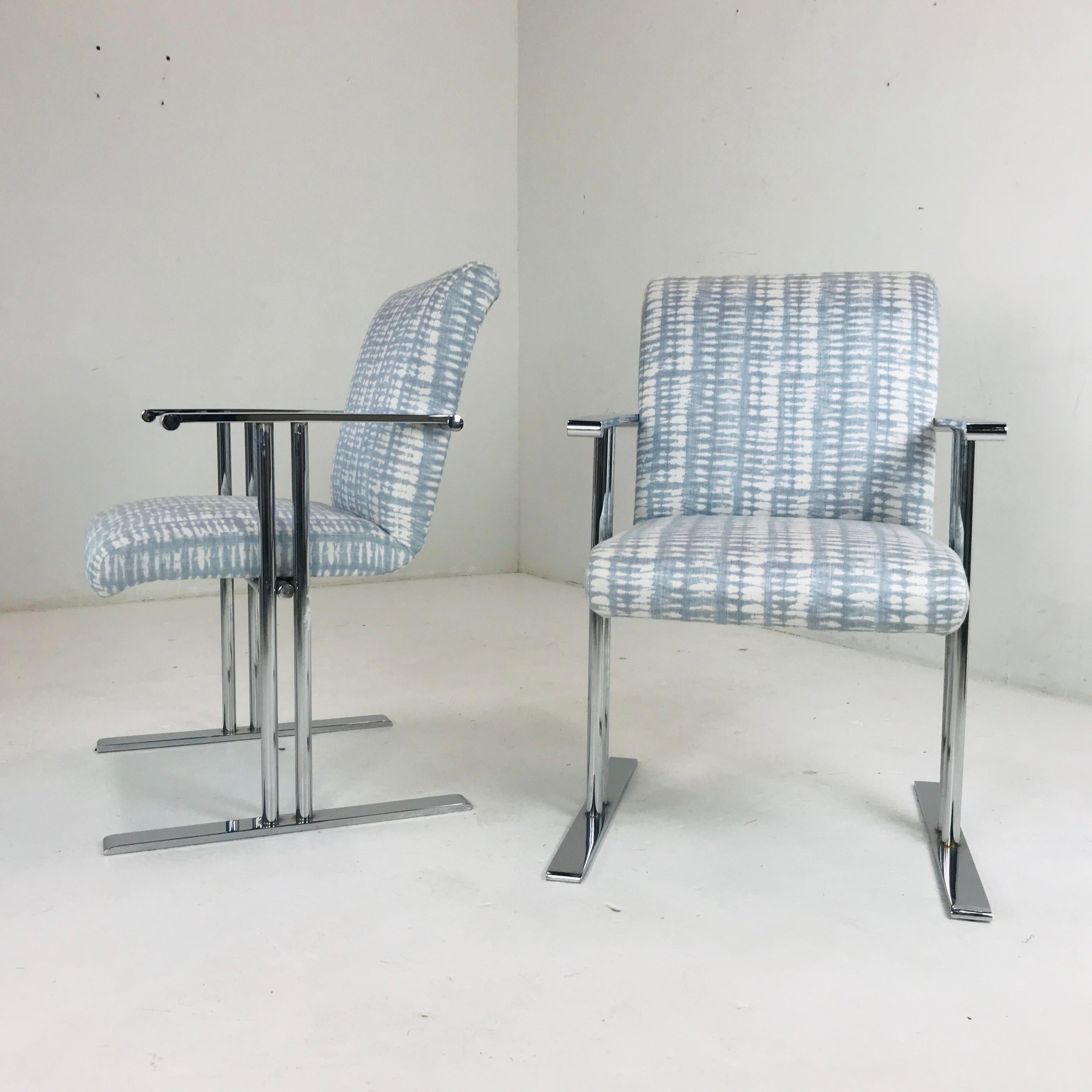 American Pair of Chrome Armchairs by Directional For Sale