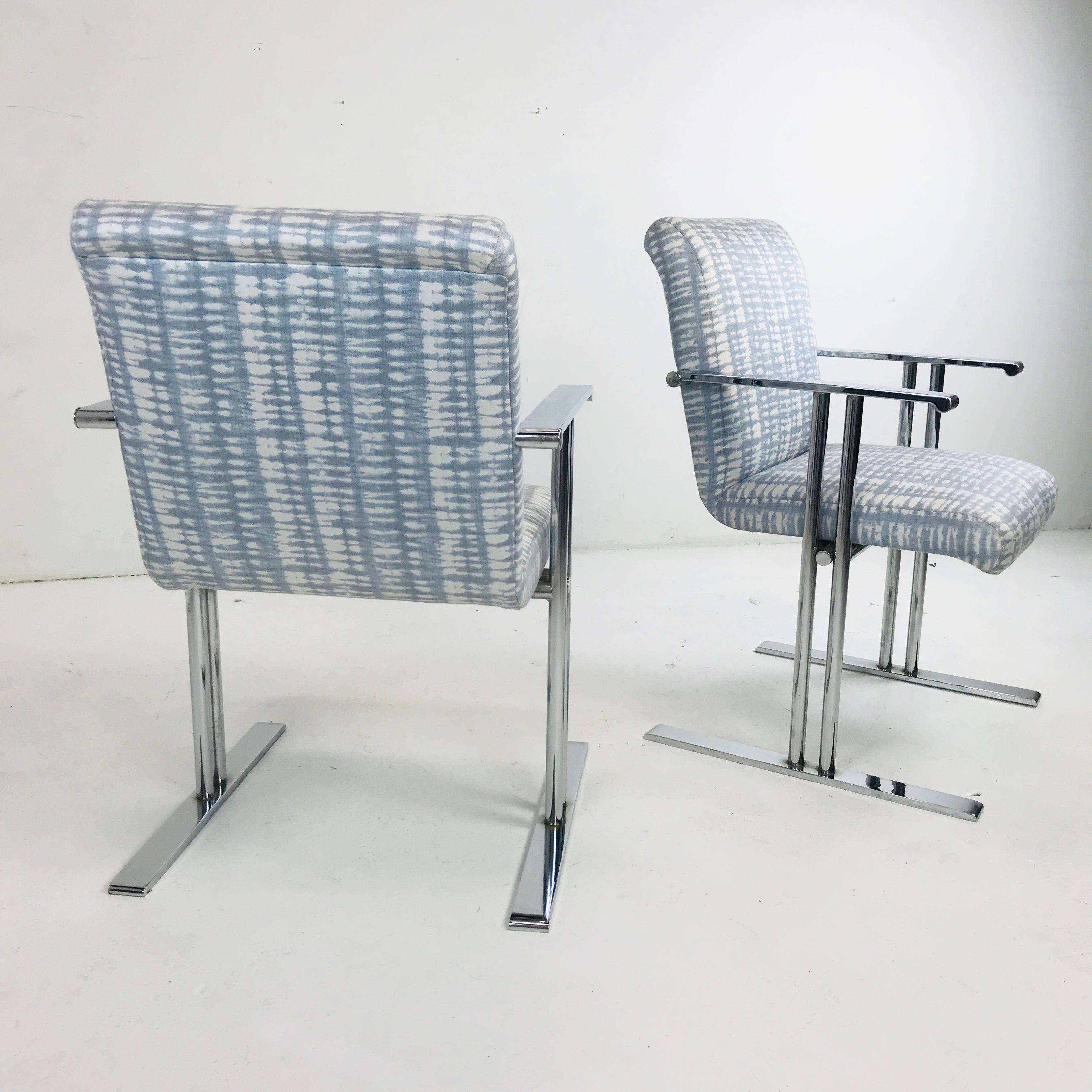 Pair of Chrome Armchairs by Directional For Sale 1