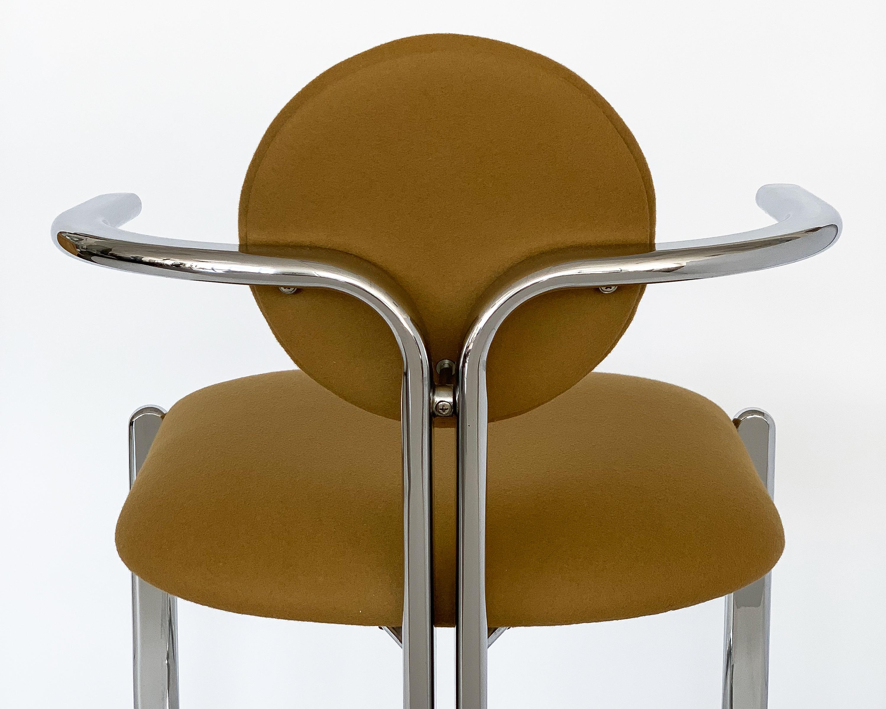 Pair of Chrome Armchairs by Gastone Rinaldi for Thema Italy 8