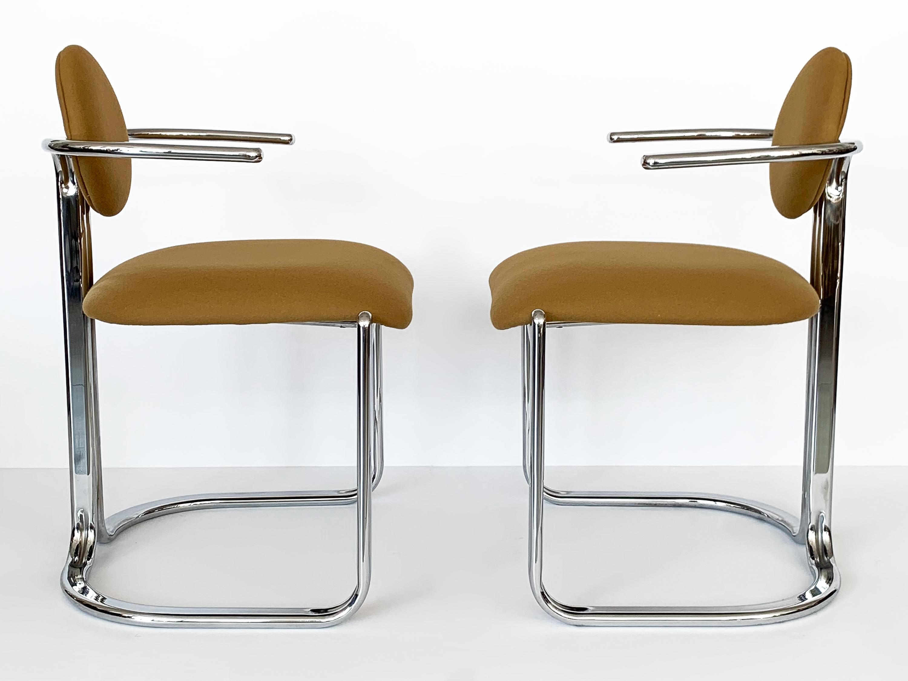 Mid-Century Modern Pair of Chrome Armchairs by Gastone Rinaldi for Thema Italy