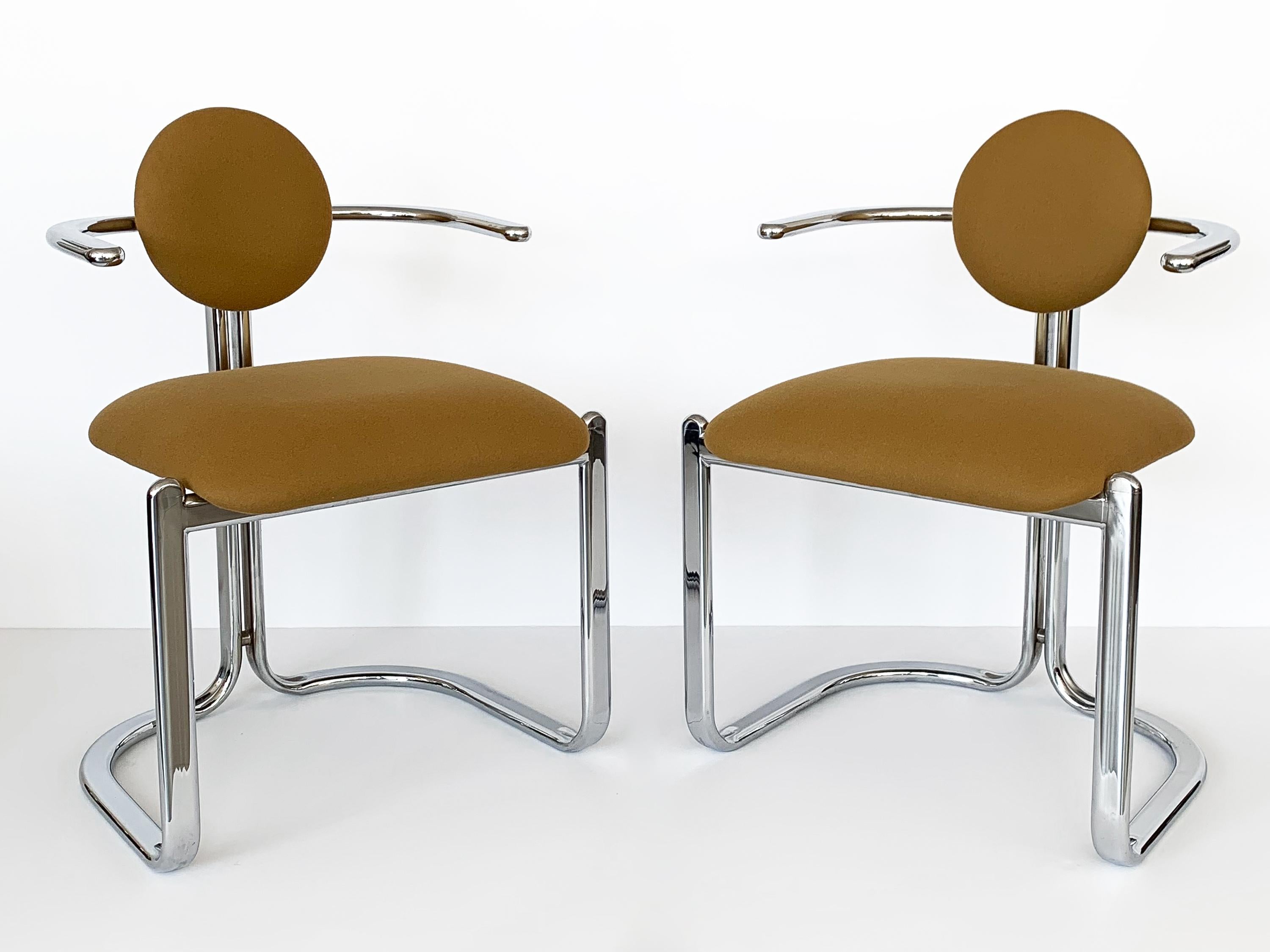 Italian Pair of Chrome Armchairs by Gastone Rinaldi for Thema Italy