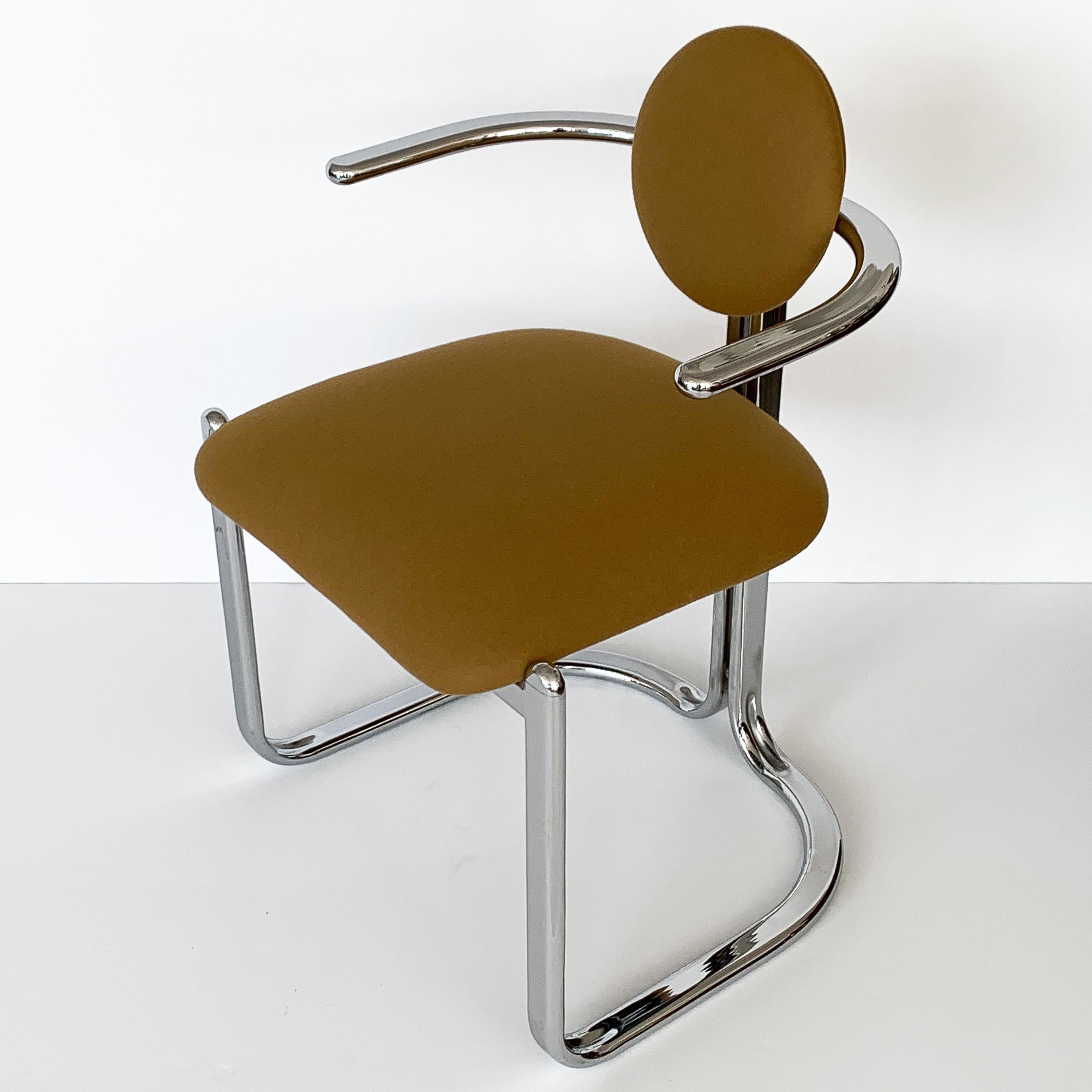 Upholstery Pair of Chrome Armchairs by Gastone Rinaldi for Thema Italy