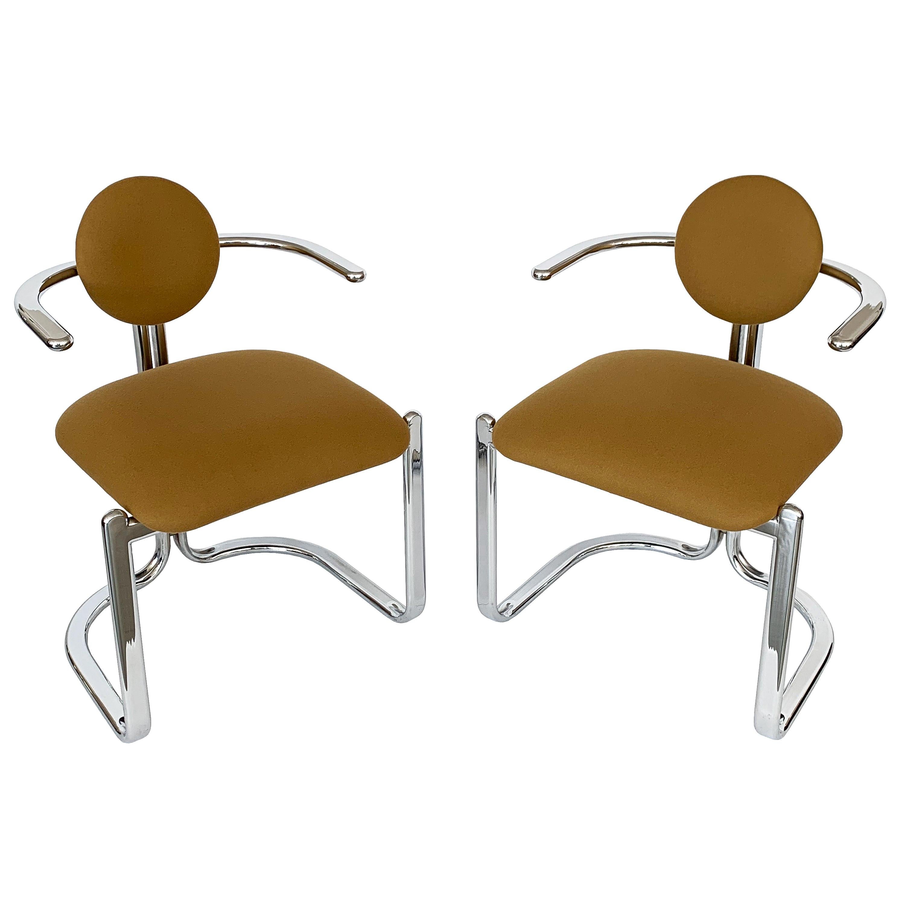Pair of Chrome Armchairs by Gastone Rinaldi for Thema Italy