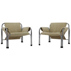 Pair of Chrome Armchairs Designed by Viliam Chlebo, Czechoslovakia