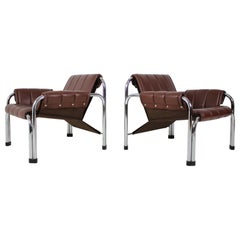 Pair of Chrome Armchairs Designed by Viliam Chlebo, Czechoslovakia