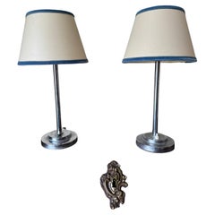 Pair of chrome art deco small table lamps
