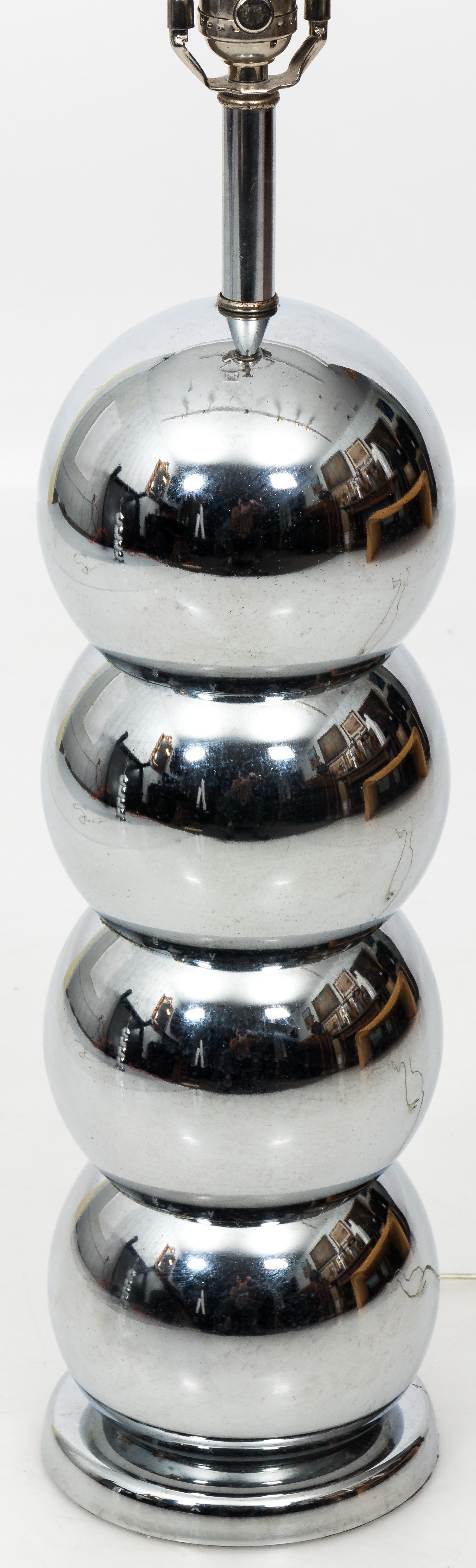 Mid-Century Modern Pair of Chrome Ball Lamps