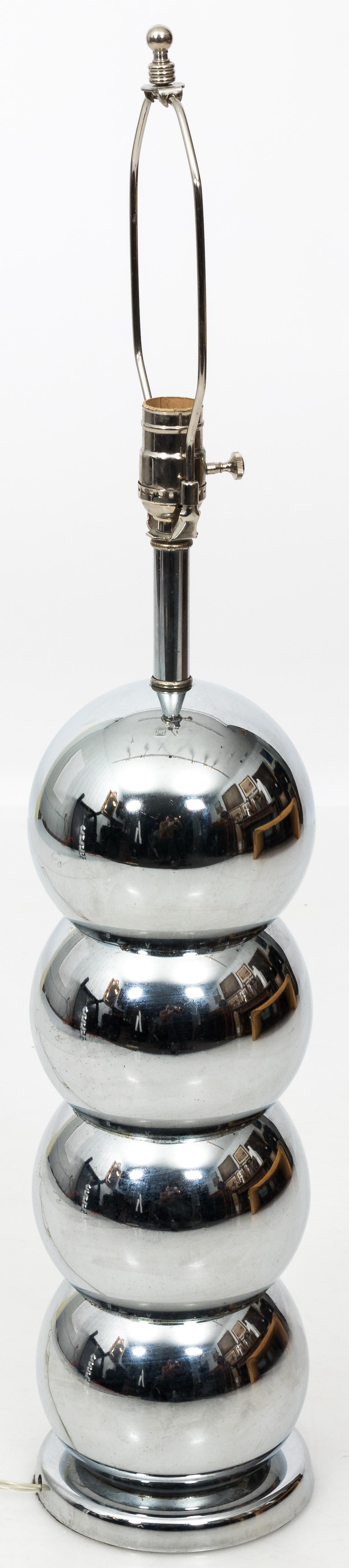 American Pair of Chrome Ball Lamps