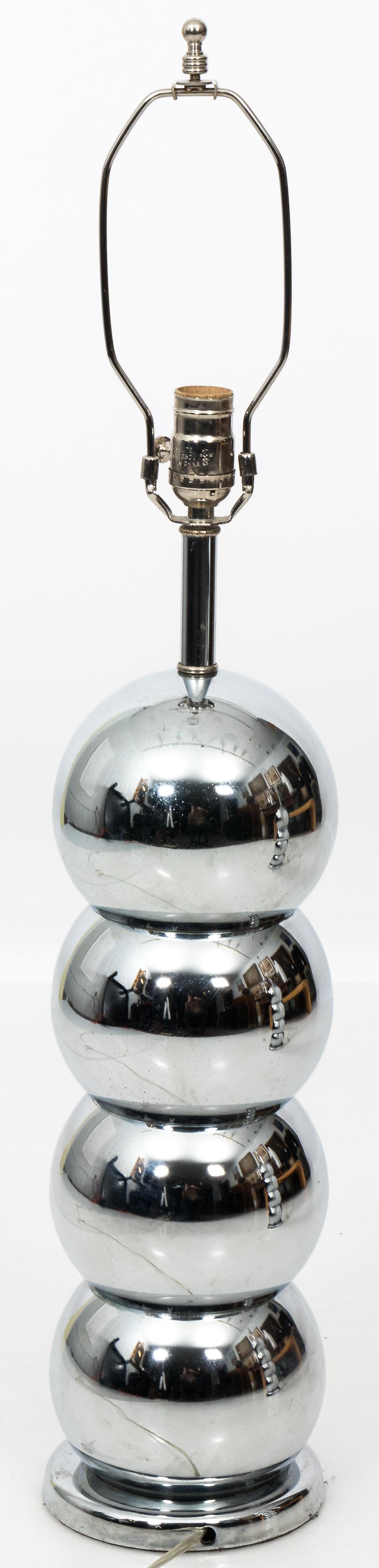 Polished Pair of Chrome Ball Lamps