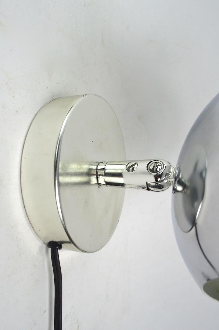 Mid-Century Modern Pair of Chrome Ball Pin Up Sconces by Lightolier