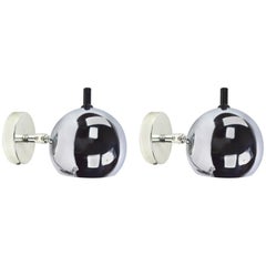 Pair of Chrome Ball Pin Up Sconces by Lightolier