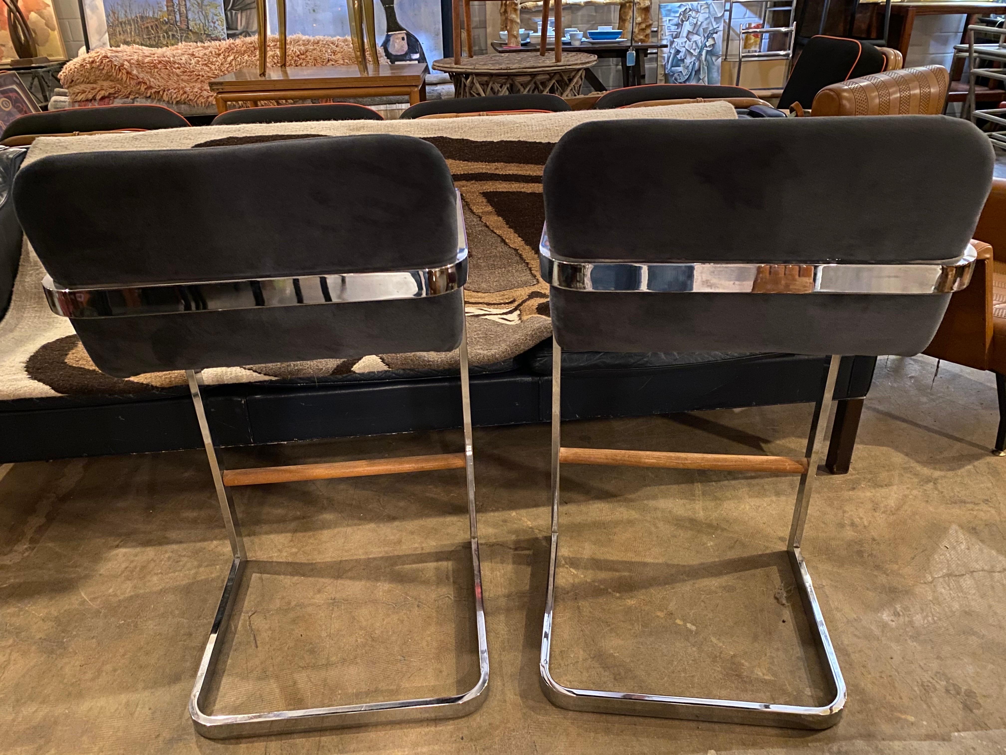 Modern Pair of Chrome Bar Stools by Design Institute America