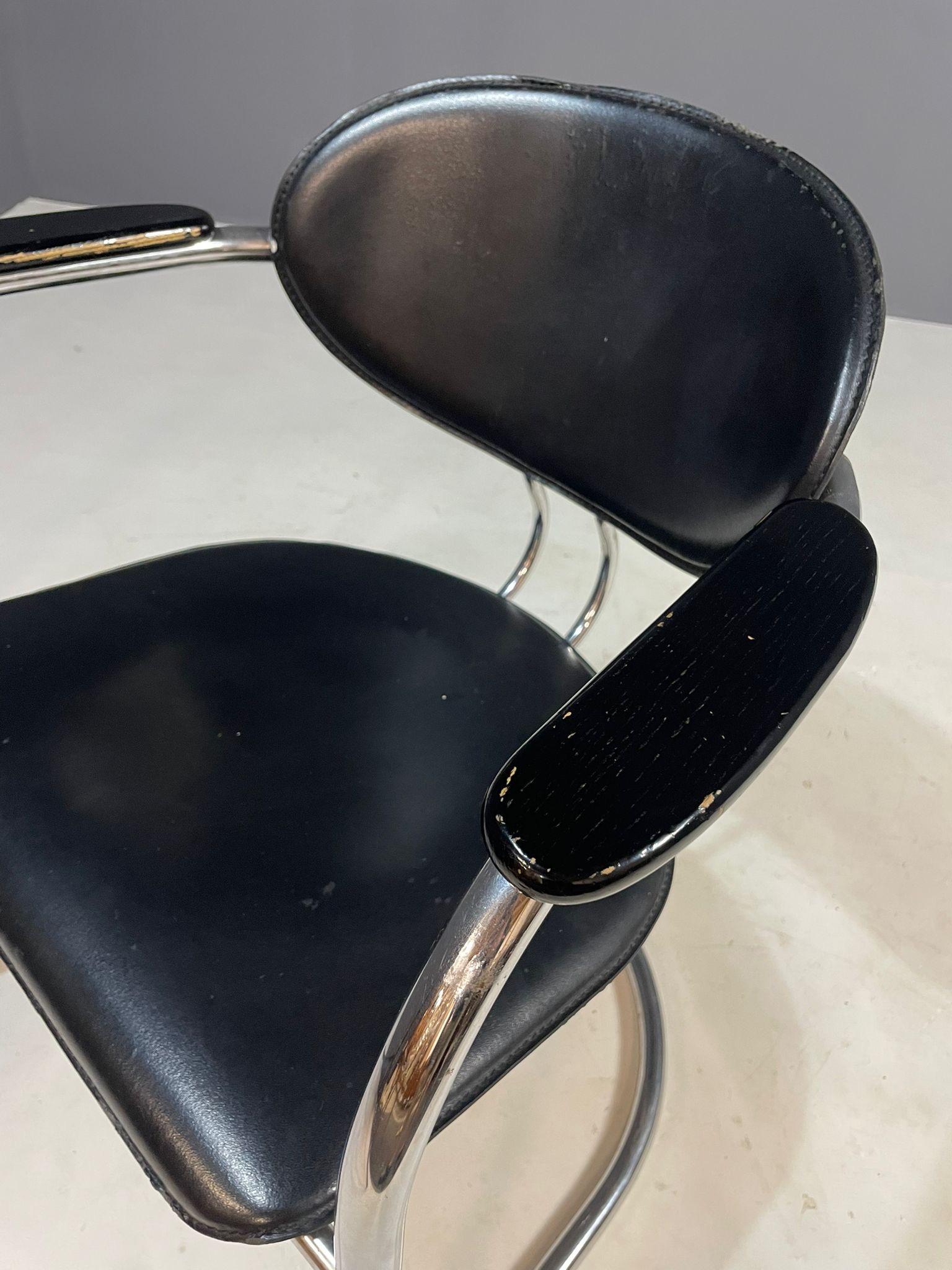Mid-Century Modern Pair of Chrome Bauhaus Style Chairs by Effezeta, Italy, 1980s For Sale