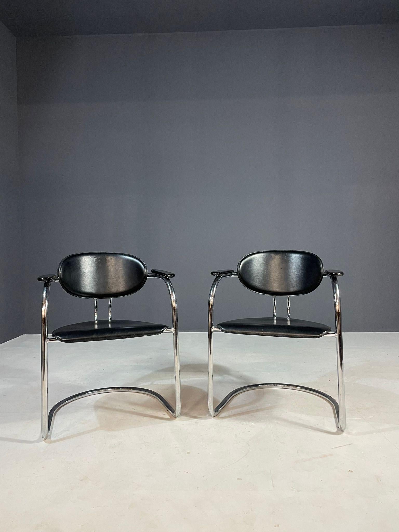 20th Century Pair of Chrome Bauhaus Style Chairs by Effezeta, Italy, 1980s For Sale