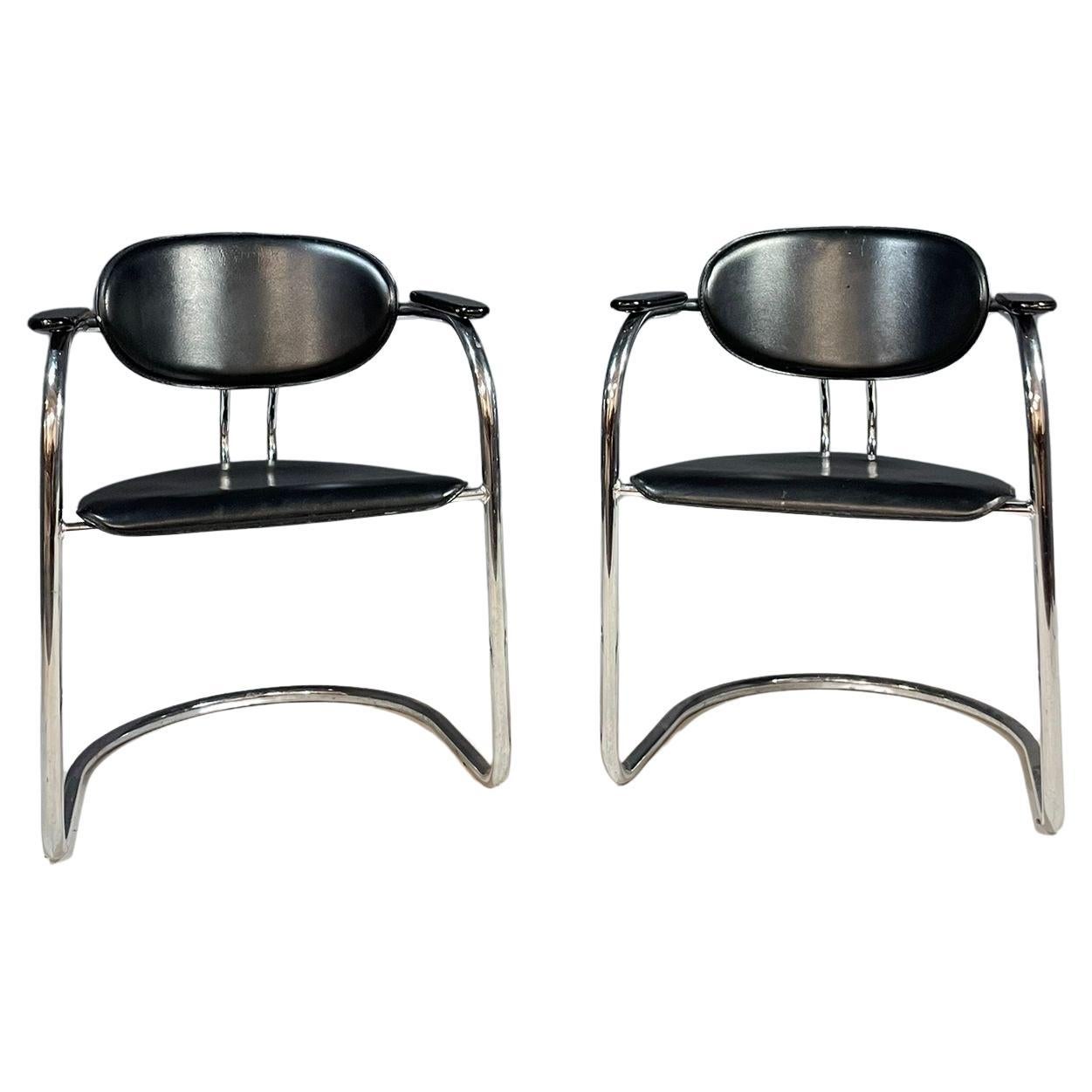 Paire de chaises chromées de style Bauhaus par Effezeta, Italie, années 1980