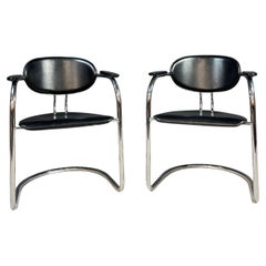 Pair of Chrome Bauhaus Style Chairs by Effezeta, Italy, 1980s