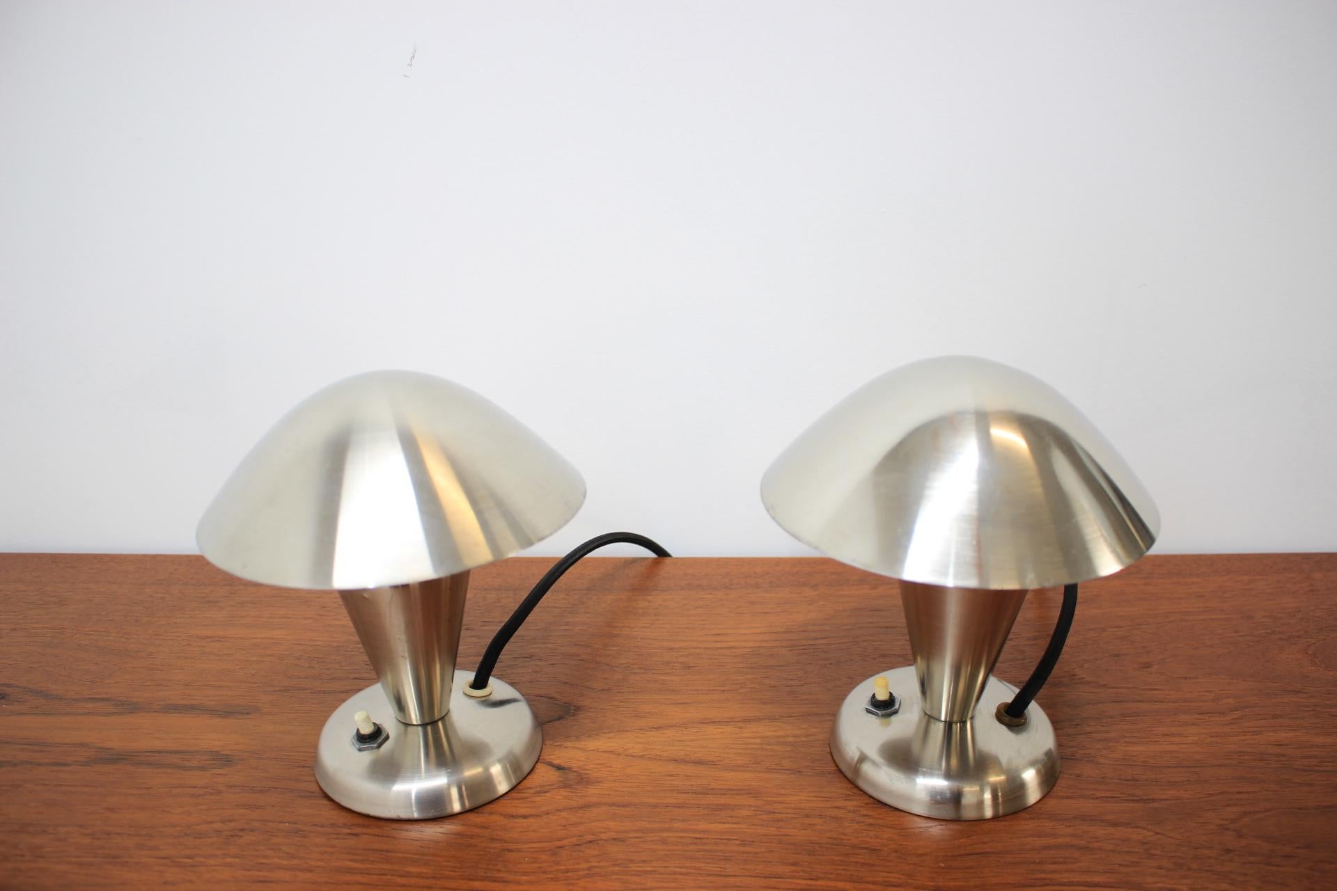 Pair of Chrome Bauhaus Table Lamps, 1930s 1
