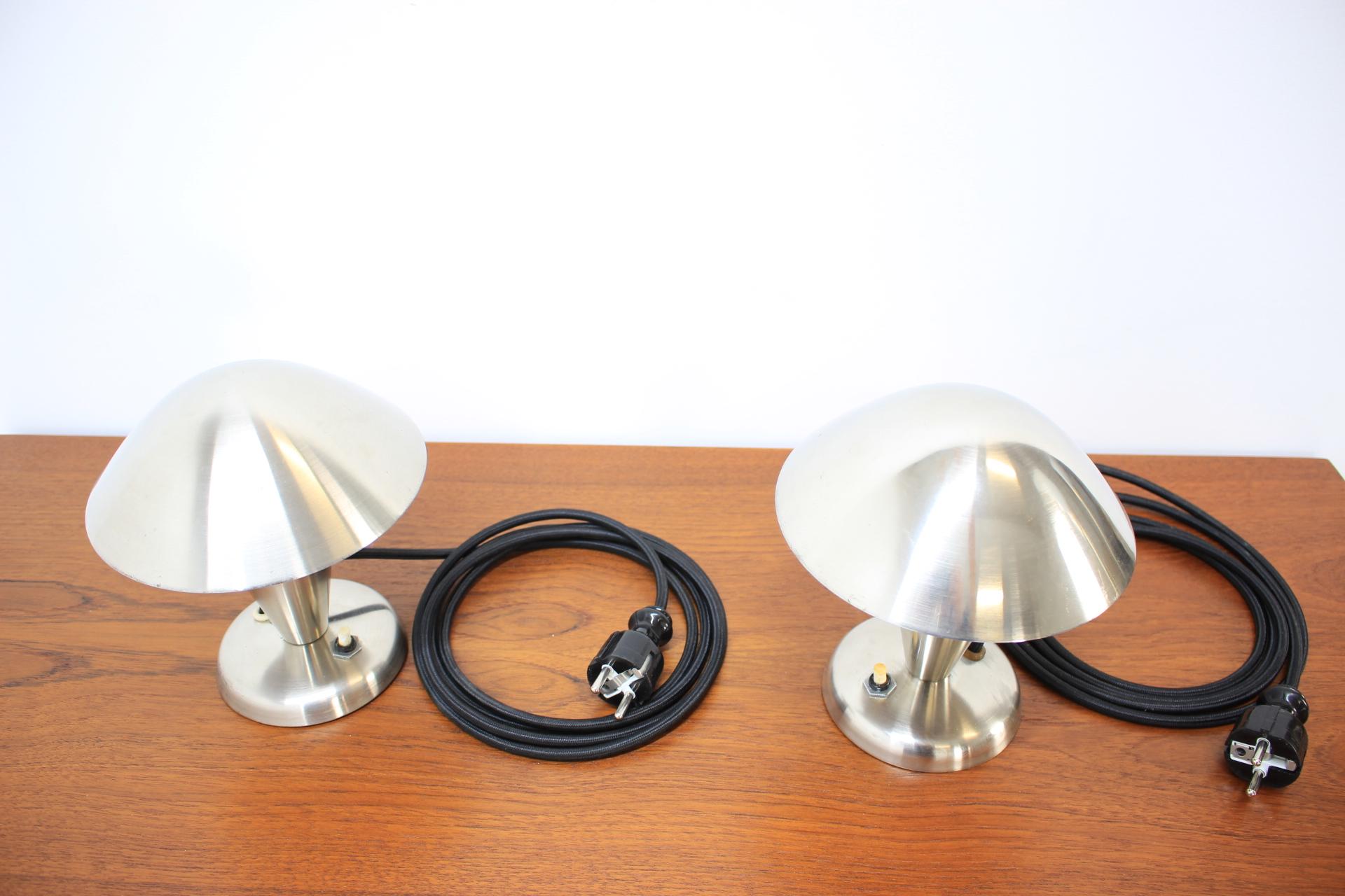 Pair of Chrome Bauhaus Table Lamps, 1930s 2